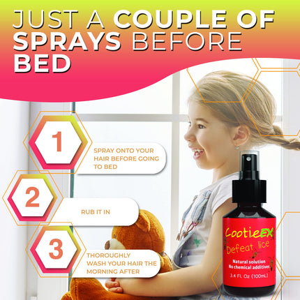Anti-lice repellent spray by COOTIEEX | 100ml natural repellent spray against head lice without DEET | Repel lice with the power of nature | Head lice &amp; nit comb alternative