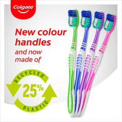 Colgate Extra Clean Toothbrush, 3 pieces – Manual toothbrush with medium-hard bristles reaches between the teeth and back teeth – Tooth cleaning with integrated tongue cleaner