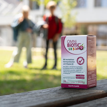OMNi BiOTiC SR-9 Kids | 28 Sticks | 9 Bacterial Strains | Melt directly on the tongue | Vegan | Gluten-free | Lactose-free