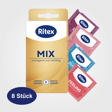 Ritex Mix condom assortment, exciting and diverse, 8 pieces, Made in Germany