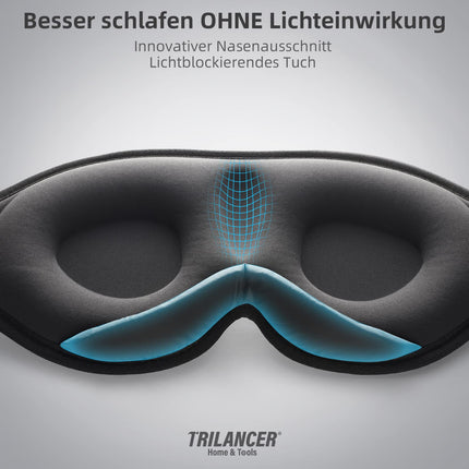 2025 Innovative Sleep Mask for Men and Women. 100% Light Blocking. Ergonomic, Adjustable Eye Mask with Earplugs. Sleep, Nap, Meditation, Travel, Comfortable Night's Rest (Black)