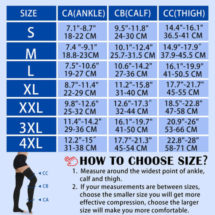 Ailaka 20-30 mmHg Medical Compression Stockings for Women and Men, Open Toe Thigh-High Graduated Compression with Silicone Band for Varicose Veins, Edema, Post-Surgery