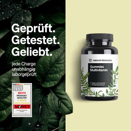 Gummies Multivitamin – 120 fruity gummies – natural flavor – with 12 vitamins and minerals (vitamin C, D3, biotin, folic acid, zinc &amp; more) – produced in Germany &amp; laboratory tested