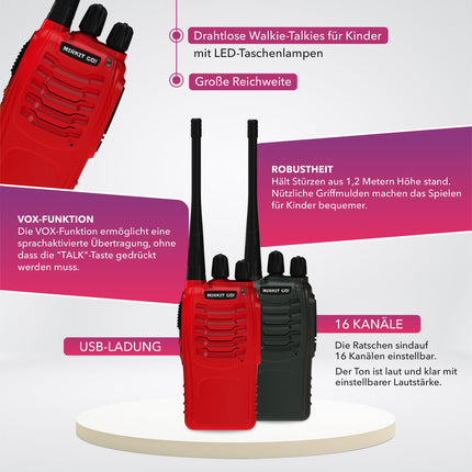 Mirkit Go 2X Walkie Talkie for Kids with Long Range, 16 Channels, 5 km Range, Flashlight. Kids Gifts, Walkie Talkie for Kids, Rechargeable