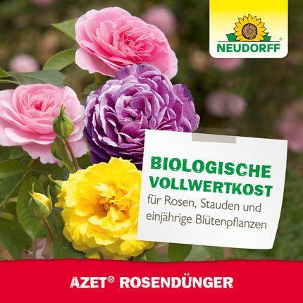Neudorff Azet Rose Fertilizer – Organic rose fertilizer with 100 days of long-lasting effect ensures long-lasting colorful roses, perennials, and flowering plants, 1 kg, brown