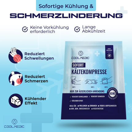 COOLMEDIC instant cold compress for folding (5 pieces) | Instant cooling, long cooling time, universal | Disposable ice pack, cooling pads, ice packs, instant cold compress for sports, first aid and much more.