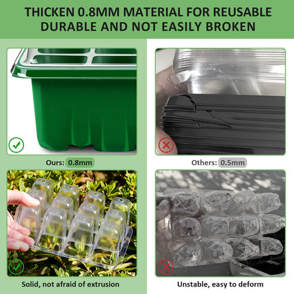 YAUNGEL Indoor Greenhouse Propagator, 6 Pack 72 Cells Mini Greenhouse Propagation Set Seedling Starter Trays Greenhouse Propagation Tray with Lid and Ventilation for Seedling Plant, Green