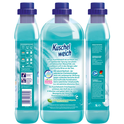 Kuschelweich fabric softener fresh dream, skin compatibility dermatologically approved, Kuschelweich fabric softener without microplastics, 1 liter for up to 38 wash loads, 1037.48 grams