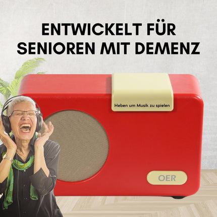 OER Music Player, Music Box for Dementia Patients, Senior Radio with Easy Operation, Especially for Seniors with Alzheimer's, Gift for People with Dementia, Dementia Aid (Red)