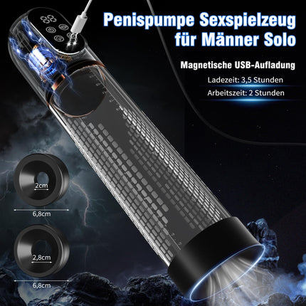 HIVEFUN Penis Pump for Penis Enlargement Sex Toy for Men, Electric Penis Pump Vacuum Pump with 4 Suction Levels 3 Automatic Training Modes, Waterproof Masturbator with 2 Silicone Sleeves