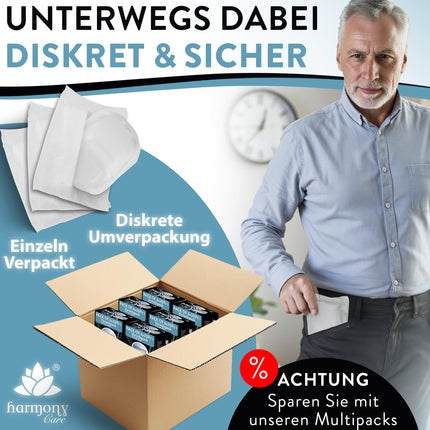 Harmony Care® Men SUPER absorbent incontinence pads for men with mild to moderate bladder weakness - discreet pads for men with incontinence - 20 pieces