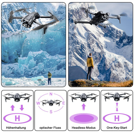 MINGPINHUIUS GPS Drone with 4K HD Camera, RC Quadcopter with Auto Return, 5G WiFi Image Transmission, 50 Min. Long Flight Time, with Brushless Motor, Altitude Hold Headless Mode