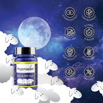 Hypnozan - Pills for better sleep Sleeping pills for adults 60 restful nights - 60 bright mornings Laboratory tested Only 1 pill before bedtime (Active pills)