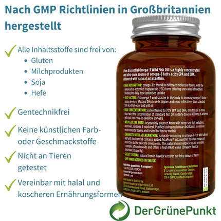 Igennus Highest Quality Omega-3 Wild Fish Oil &amp; Astaxanthin, Triglyceride Form rTG, 1360mg, EPA 670mg &amp; DHA 330mg Omega-3 Fatty Acids, Ultra Pure; Free from Environmental Toxins, Lemon Flavor, 180 Softgels