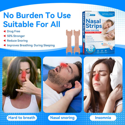 Nose Patches Snoring 60 Pieces, Nose Patches Breathe Better Skin-colored Nose Strips Anti Snoring Patches Snoring Patches Relieve a Blocked Nose Due to Allergies, Colds