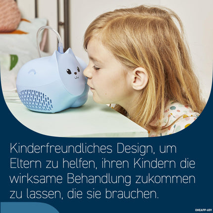 OMRON Nami Cat child-friendly inhaler for children; efficient inhaler for the treatment of coughs and colds, bronchitis, asthma, and colds; inhaler with high-quality accessories