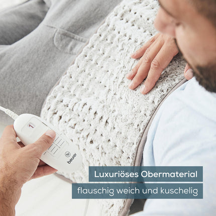 Beurer heating pad HK 123 XXL Nordic, cuddly heat pad with 3 temperature settings and automatic switch-off, machine washable, made in Europe, XXL format 60 x 30 cm, fur look
