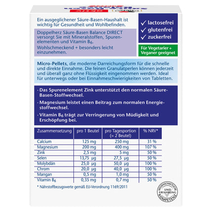 Doppelherz Acid-Base Balance DIRECT - with 7 minerals and vitamin B6 - 20 servings of micro-pellets with orange-lemon flavor