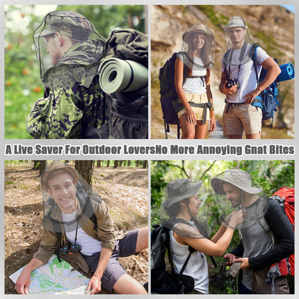 Hestya 4 Pack Mosquito Head Net Face Mesh Net Head Protection Net for Outdoor Hiking Camping Climbing Walking Mosquito Fly Insect Bug Prevention Large Size Gray