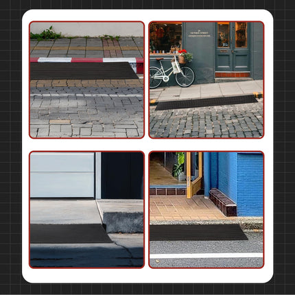 uyoyous Rubber Threshold Ramp 2.5 cm, Driveway Curb Door Threshold Ramp, Non-Slip Access Ramp, Wheelchair Ramp, Cuttable Ramps for Garage, Doors, Driveways, Bathrooms 1500 LBS Capacity