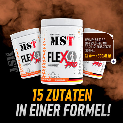 MST® Nutrition Flex Pro Powder – Collagen, MSM, Glucosamine, Chondroitin &amp; Hyaluronic Acid – High-Quality Formula – Made in Germany (945g, Orange)