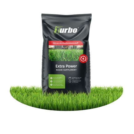 Extra-Power 10kg, lawn fertilizer, nitrogen fertilizer, ideal in spring and summer, suitable for spreaders, low-dust granules, lawn fertilizer, Turbogreen