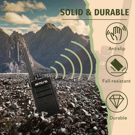 Retevis RB626 Walkie Talkies for Adults, 2000 mAh Rechargeable Two-Way Radio, 16 Channels, USB Charger, VOX, Portable Walkie Talkie for Hunting, Camping (1 Pack)