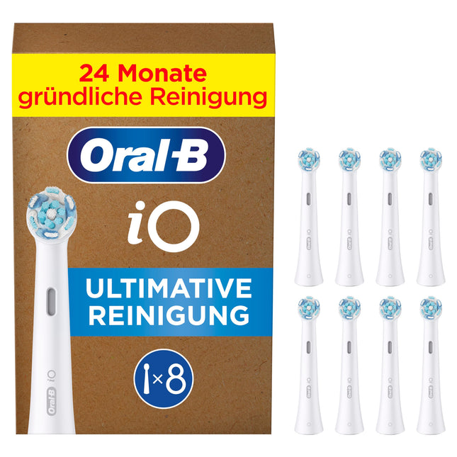 Oral-B iO Ultimate Cleaning Electric Toothbrush Heads, 8 Pack, Ultimate Tooth Cleaning, Original Toothbrush Head for Oral-B Toothbrushes, Mailbox-Safe Packaging, White