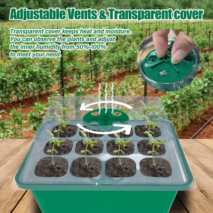 Indoor greenhouse cultivation box, 6 pieces 72 cells mini greenhouse cultivation set, seedling starter trays greenhouse cultivation tray with lid and ventilation for seedling plant