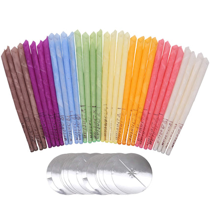 Natural ear candles, 32 pieces (8 colors), cylinder fragrance, hollow cone candles with 16 protective discs