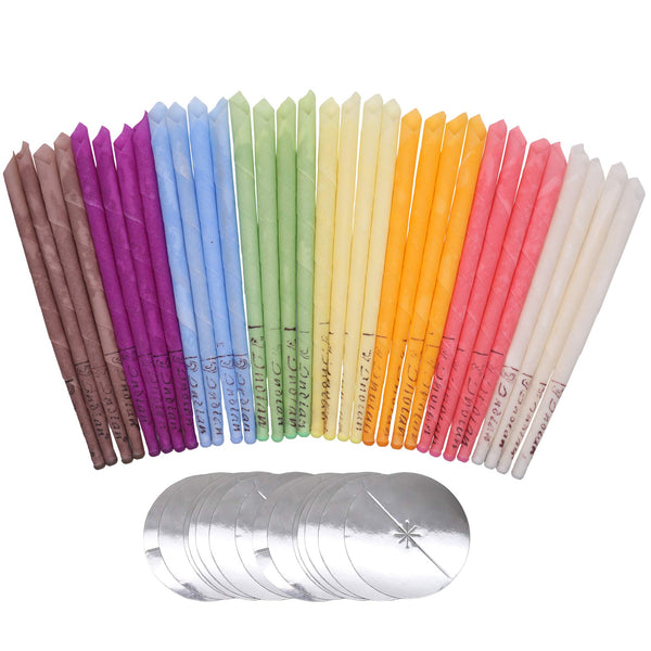 Natural ear candles, 32 pieces (8 colors), cylinder fragrance, hollow cone candles with 16 protective discs