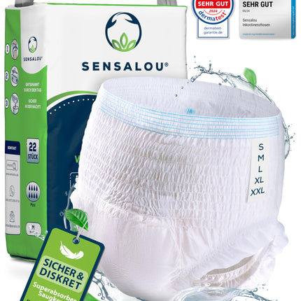 Sensalou Incontinence Adult Diapers Size L (22 pcs) Men Women - Diaper Pants for Adults Seniors Day Night