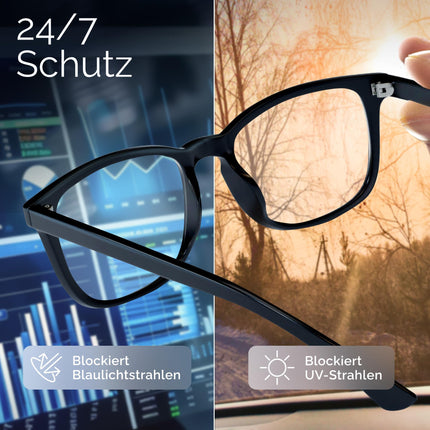 livho 2 Pack Blue Light Blocking Glasses, Computer Reading/Gaming/TV/Phones Glasses for Women Men, Anti Eyestrain &amp; UV Glare (Light Black+Clear)