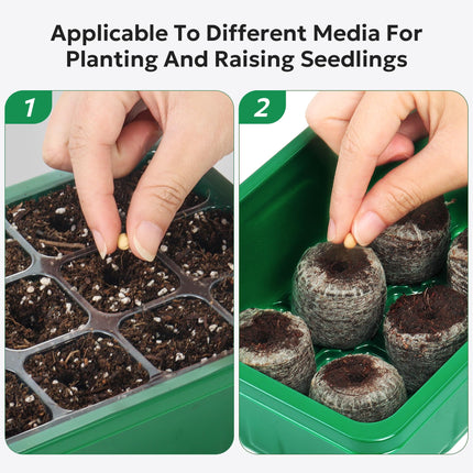 MIXC Indoor Greenhouse Propagator 10 Pieces 120 Cells Mini Greenhouse Small Growing Set Growing Tray with Ventilation and Shatter-Proof Lid for Seedling Plant, Green