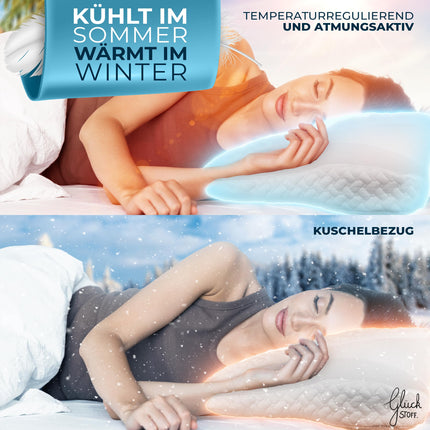 Glückstoff® Pillowcase for Orthopedic Pillow [with cooling and warming effect] made of eucalyptus fiber (lyocell) and spandex | Soft &amp; cozy | Replacement cover | Ergonomic | Version: All-rounder