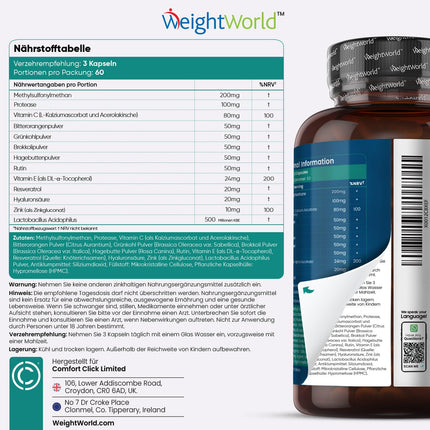 Vegan Collagen Capsules - With Hyaluronic Acid, Zinc, MSM, Vitamins C &amp; E, Resveratrol - 180 Capsules - Collagen Boost Complex - For Skin, Hair &amp; Collagen Formation - Laboratory Tested - WeightWorld