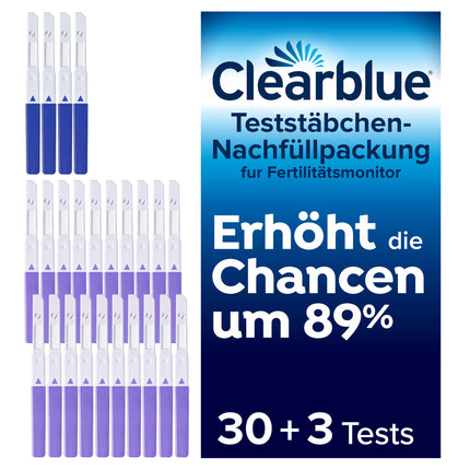 Clearblue 33 Tests Fertility Monitor, Cycle Computer Refill Pack, 30x Ovulation Test and 3x Pregnancy Test, Fertility Test for Women to Determine Ovulation