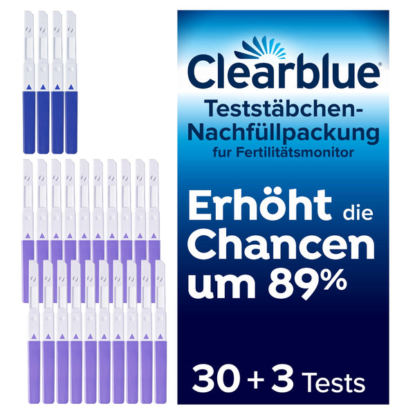 Clearblue 33 Tests Fertility Monitor, Cycle Computer Refill Pack, 30x Ovulation Test and 3x Pregnancy Test, Fertility Test for Women to Determine Ovulation