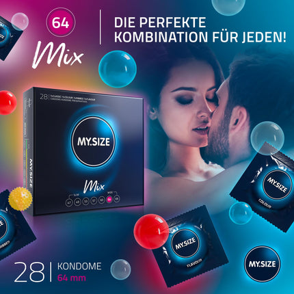 My.Size Mix condoms size 6, 64 mm, large pack, contents 28 pieces