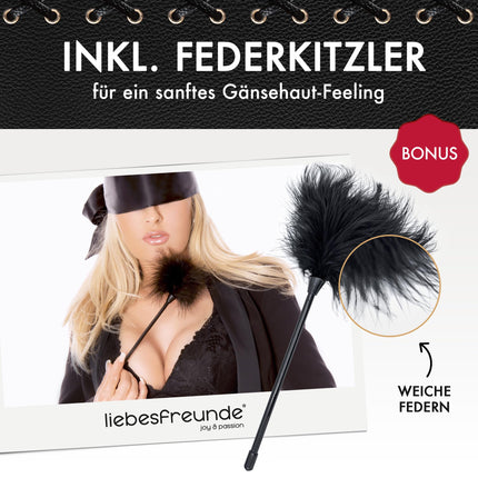 Liebesfreunde® Sex Paddle incl. Feather Tickler, BDSM Whip Sex Toy for Couples, SM Flogger, Crop, Bondage Accessory