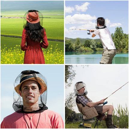4 pieces mosquito net head, mosquito net for hat mosquito head net, mosquito head net head protection net for outdoor hiking camping beekeeping fishing mosquito fly insect protection