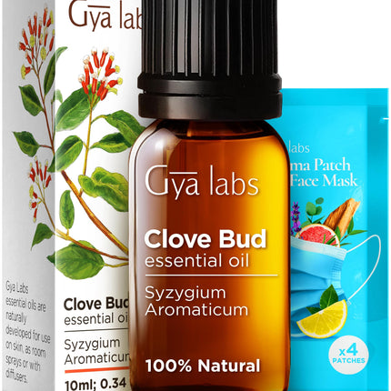 Gya Labs Clove Essential Oil for Teeth &amp; Gums - 100% Natural Clove Oil for Oral Care, Hair, Skin, Earthy, Spicy Scent (10 ml)