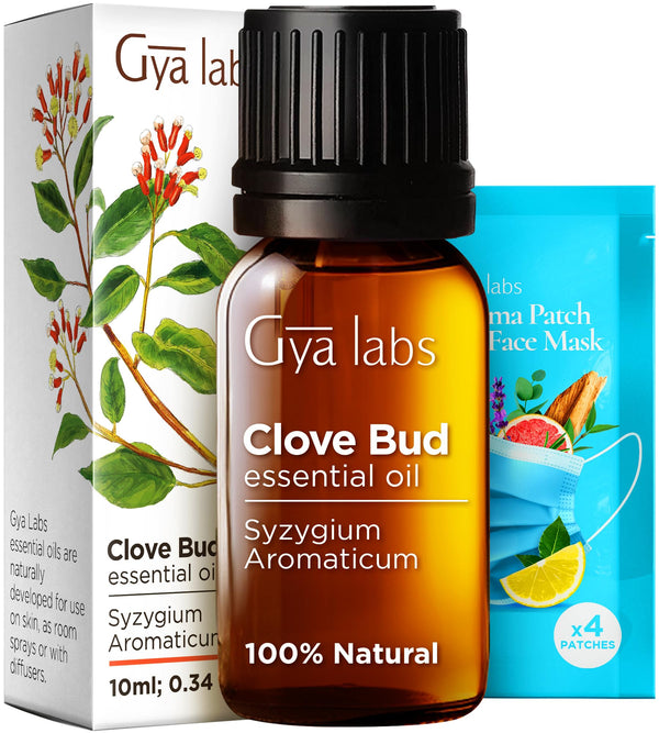 Gya Labs Clove Essential Oil for Teeth &amp; Gums - 100% Natural Clove Oil for Oral Care, Hair, Skin, Earthy, Spicy Scent (10 ml)