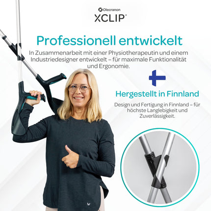 XCLIP Forearm Crutch Holder On the Go - Lightweight, portable 20-22.6 mm walking stick holder - Walking aid holder - Quick and easy to install crutch accessory