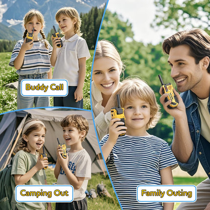 SIMREX Walkie Talkie for children set of 2, toys from 3 4 5 6 7 8 years, walkie talkie children, outdoor games for children, walkie talkie children's toy 200 meters range, yellow-black ﻿