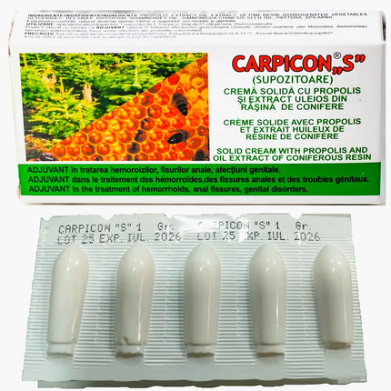 10 suppositories with propolis extract, oily extract of pine resin and beeswax (2 x 5 suppositories)