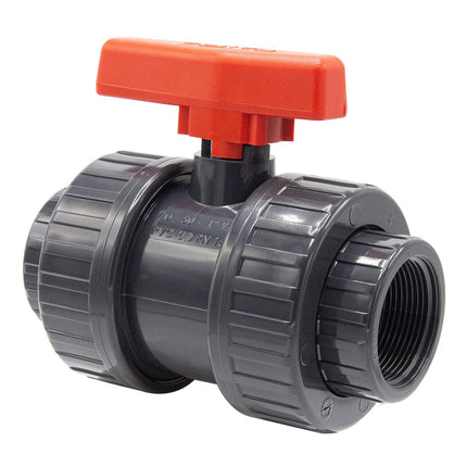 PVC ball valve with internal thread I 1 1/2" x 1 1/2" I Screw connection for connectors with external thread I 2-way shut-off valve I PVC pipe connector I Ball valve for pool and pond construction I bm038