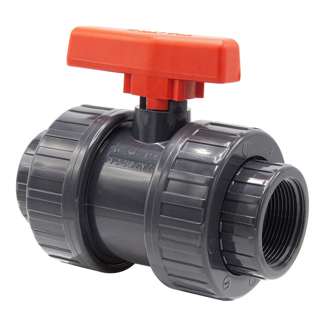 PVC ball valve with internal thread I 1 1/2" x 1 1/2" I Screw connection for connectors with external thread I 2-way shut-off valve I PVC pipe connector I Ball valve for pool and pond construction I bm038