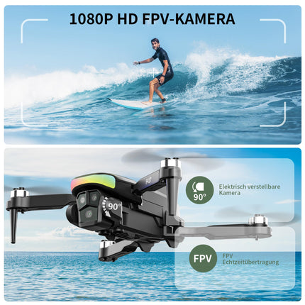 F417 Drone with 1080P Camera for Adults, 90° Adjustable, RGB LED Strip, WiFi FPV Transmission, Dual Camera Drones for Beginners, Brushless, RC Quadcopter Ideal for Beginners &amp; Outdoor Fun, Handbag