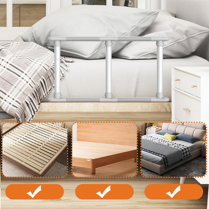 Heuffe bed rail fall protection for seniors, bed grab bar, standing aid for older adults, safety bed railing, height-adjustable bed guard rail, nursing bed for the disabled (three-bar railing)
